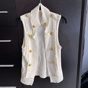 Forever 21 cardigan sweater vest with bold gold buttons